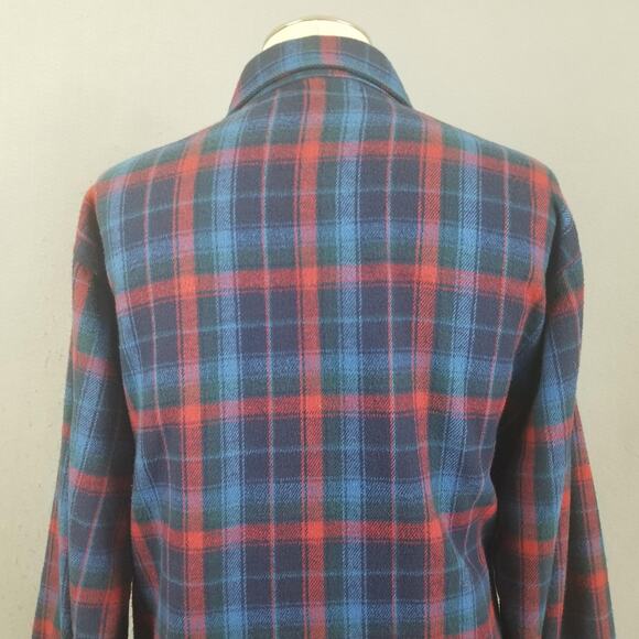 OshKosh B'gosh Shirt Mens Large Tall Blue Red Plaid Flannel Button Pockets - Picture 9 of 16